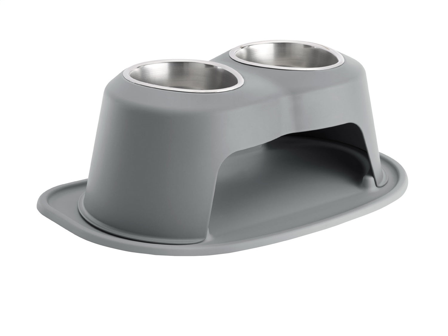 Weathertech DHC3208DGDG Pet Feeding System; Dark Grey; Double High 8 in. w/32 oz. Stainless Bowls; Weathertech DHC3208DGDG