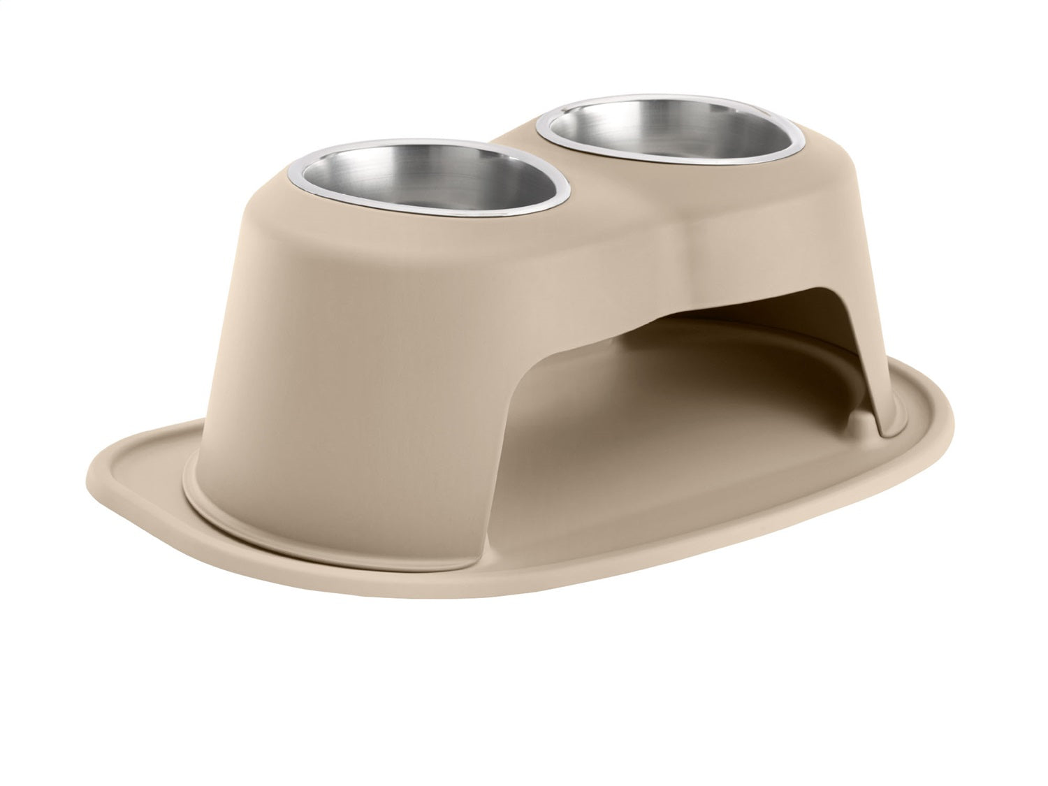 Weathertech DHC3208TNTN Pet Feeding System; Tan; Double High 8 in. w/32 oz. Stainless Bowls; Weathertech DHC3208TNTN