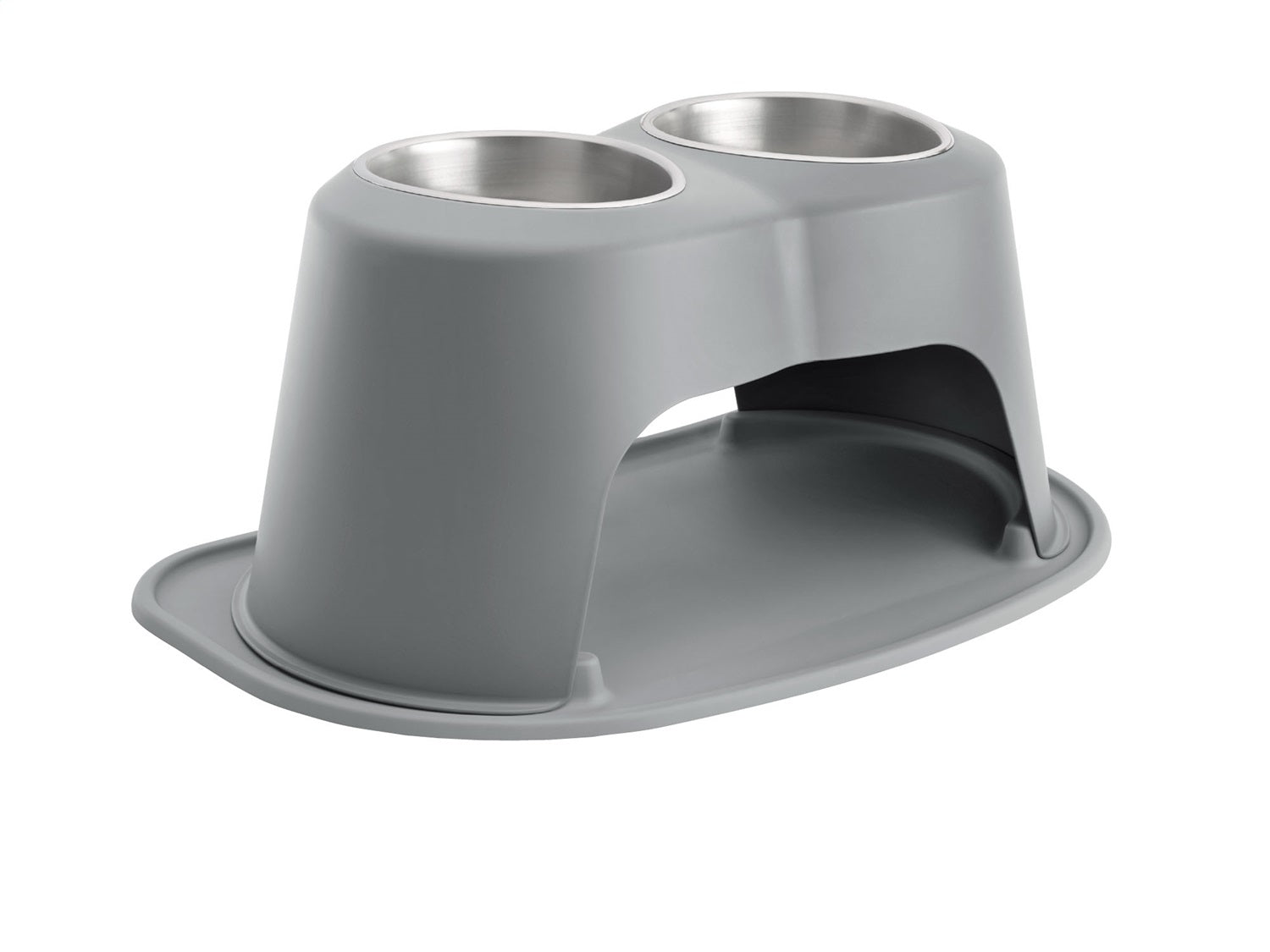 Weathertech DHC6410DGDG Pet Feeding System; Dark Grey; Double High 10 in. w/64 oz. Stainless Bowls; Weathertech DHC6410DGDG