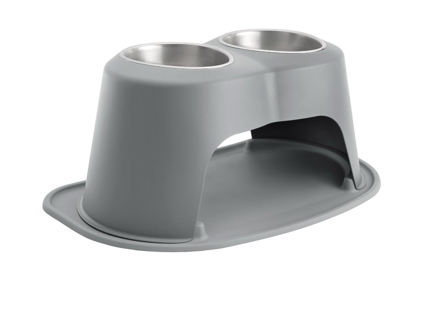 Weathertech DHC6412DGDG Pet Feeding System; Dark Grey; Double High 12 in. w/64 oz. Stainless Bowls; Weathertech DHC6412DGDG