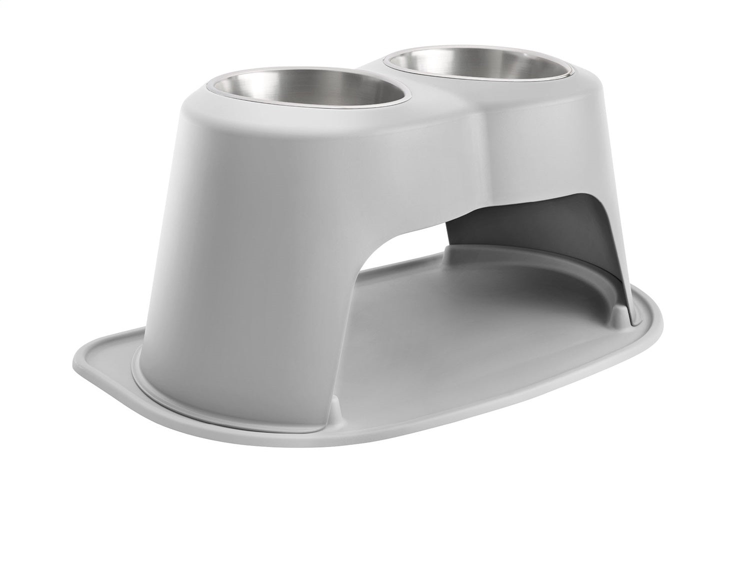 Weathertech DHC9614LGLG Pet Feeding System; Light Grey; Double High 14 in. w/96 oz. Stainless Bowls; Weathertech DHC9614LGLG