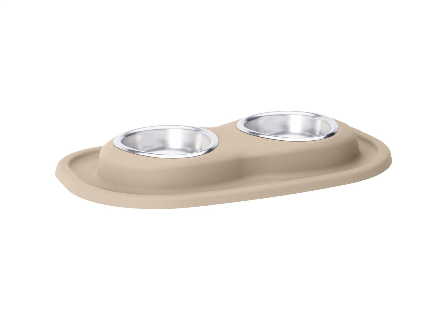 Weathertech DL0801TN Pet Feeding System; Tan; Double Low w/8 oz. Stainless Bowls; Weathertech DL0801TN