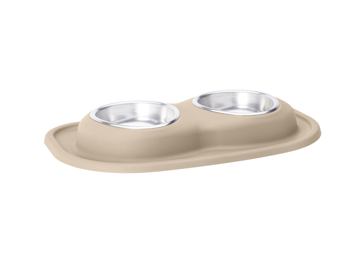 Weathertech DL1602TN Pet Feeding System; Tan; Double Low w/16 oz. Stainless Bowls; Weathertech DL1602TN