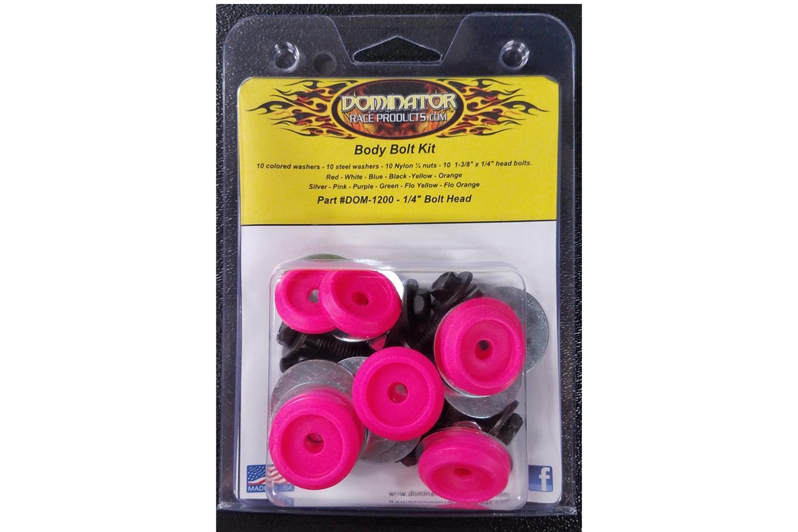 Dominator Race Body DOM-1200-B-PK Body Bolt Kit Pink Hex Head Dominator Race Body DOM-1200-B-PK