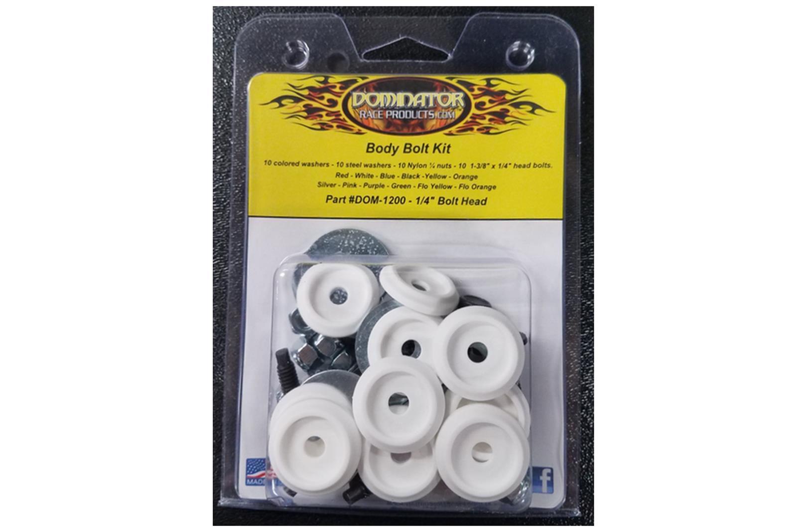 Dominator Race Body DOM-1200-B-WH Body Bolt Kit White Hex Head Dominator Race Body DOM-1200-B-WH