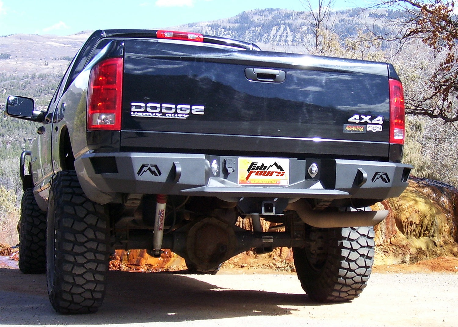 Fab Fours DR03-W1050-B Heavy Duty Rear Bumper; Uncoated/Paintable; Incl. 0.75 in. D-Ring Mount; [AWSL]; Fab Fours DR03-W1050-B