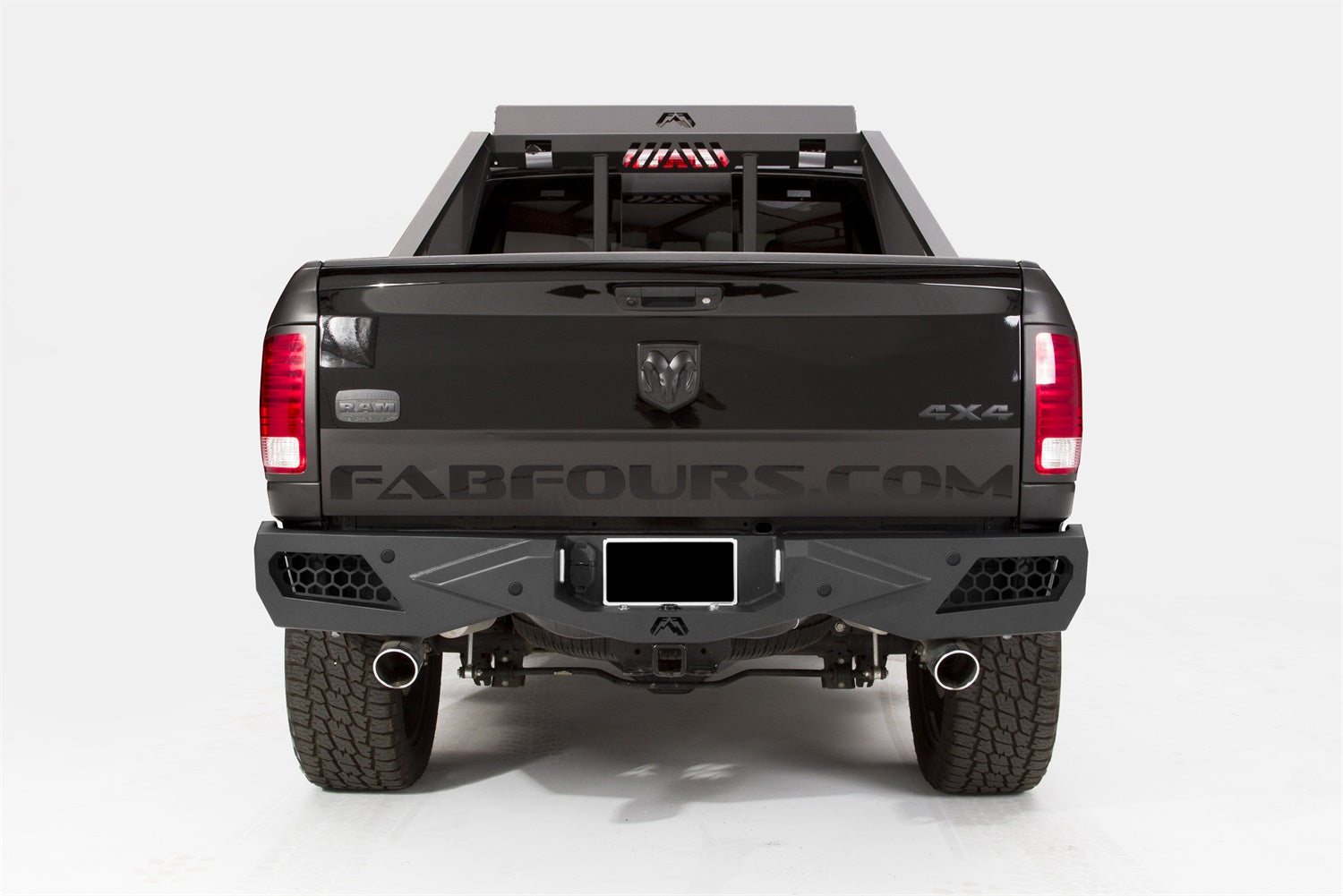 Fab Fours DR09-E2951-B Premium Rear Bumper; Uncoated/Paintable; w/Sensors; [AWSL]; Fab Fours DR09-E2951-B