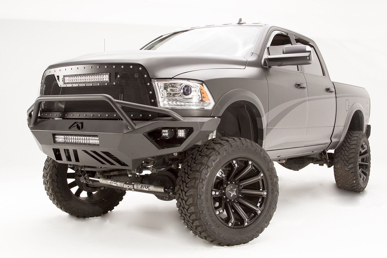 Fab Fours DR10-V2952-1 Vengeance Front Bumper; 2 Stage Black Powder Coated; Pre-Runner Guard; Fab Fours DR10-V2952-1