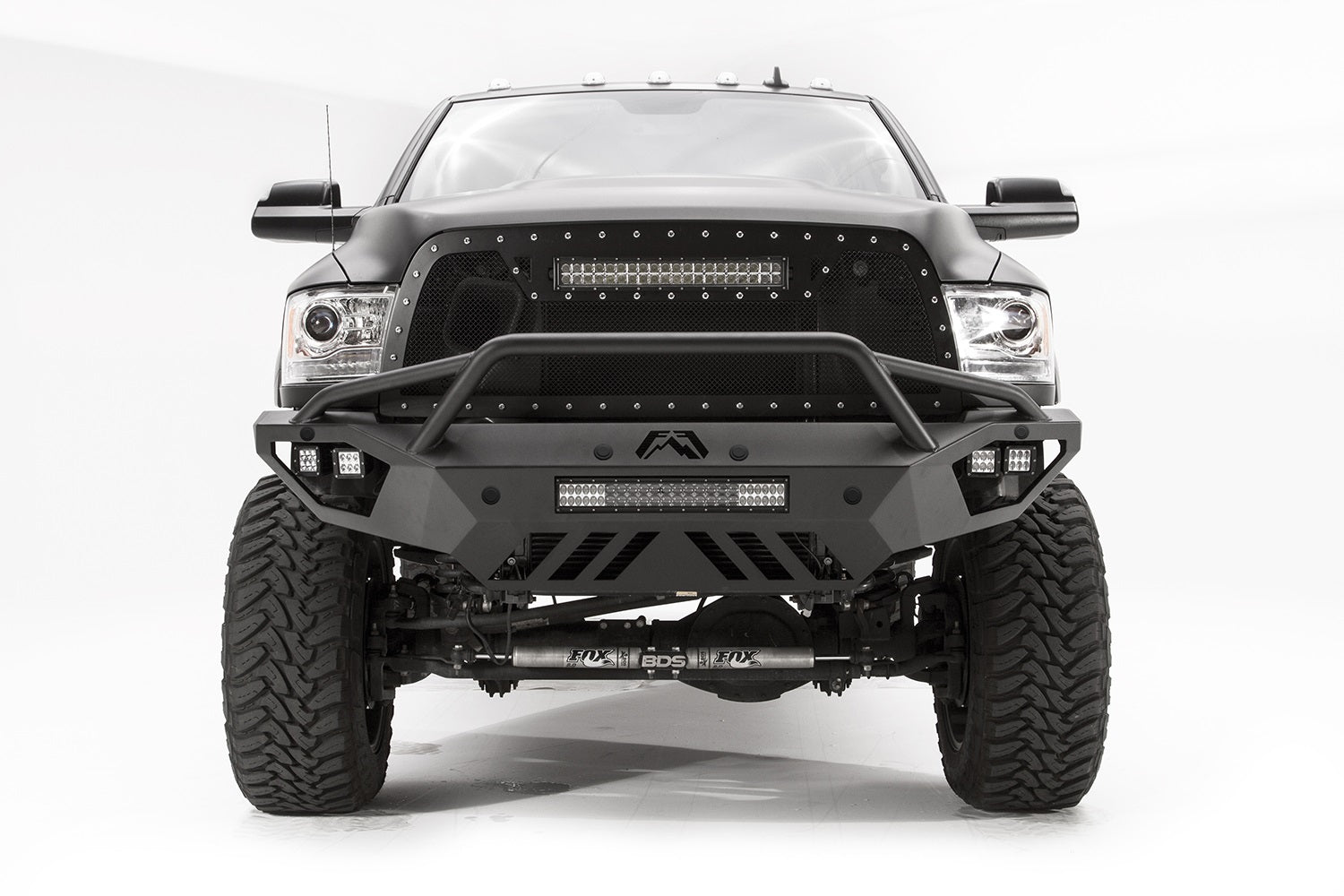 Fab Fours DR16-V4052-B Vengeance Front Bumper; Uncoated/Paintable; Sensor Bumper; Pre-Runner Guard; Fab Fours DR16-V4052-B