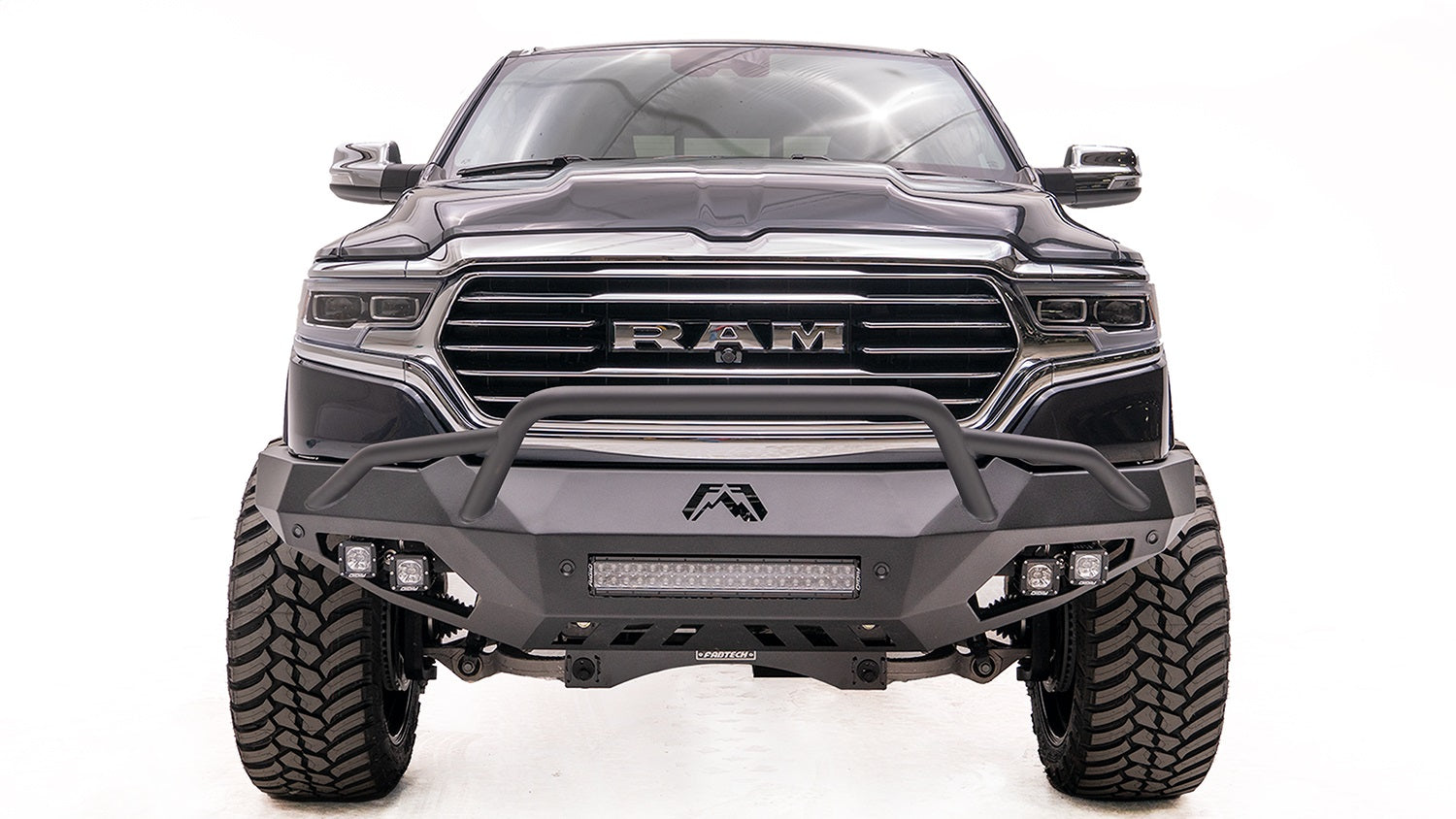Fab Fours DR19-D4252-B Vengeance Front Bumper; Uncoated/Paintable; Pre-Runner Guard; [AWSL]; Fab Fours DR19-D4252-B