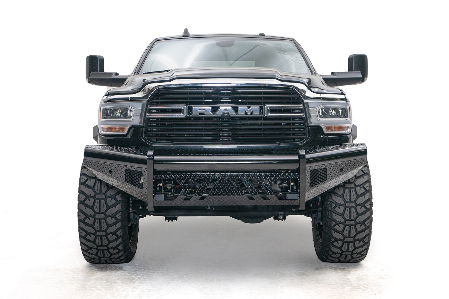 Fab Fours DR19-S4461-1 Black Steel Front Bumper; w/No Guard; Fab Fours DR19-S4461-1