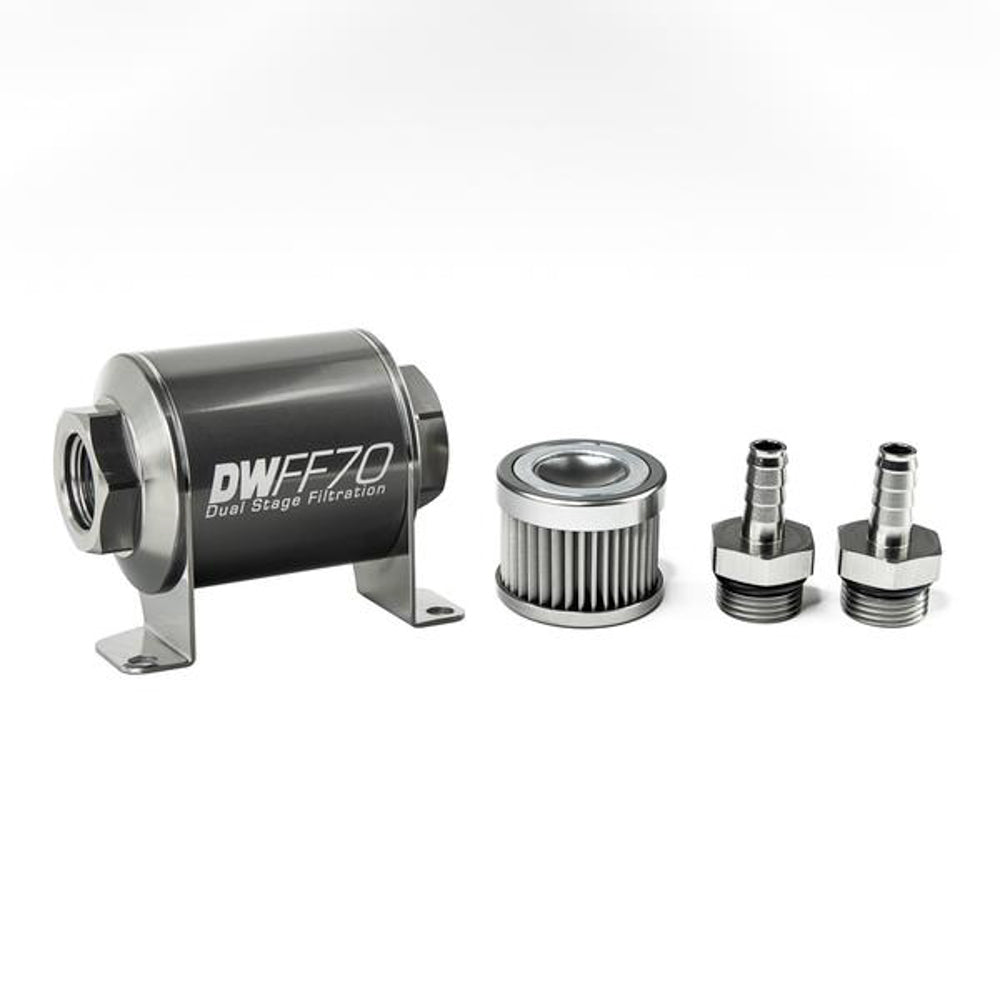 DeatschWerks 8-03-070-010K-38 In-line Fuel Filter Kit 3/8 Hose Barb 10-Micron DeatschWerks 8-03-070-010K-38