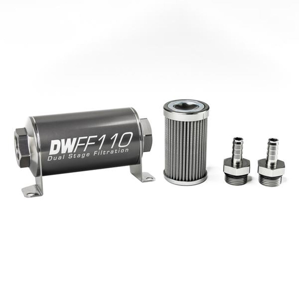 DeatschWerks 8-03-110-100K-38 In-line Fuel Filter Kit 3/8 Hose Barb 100-Micro DeatschWerks 8-03-110-100K-38