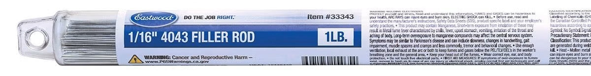 Eastwood 33343 Filler Rod 4043 1/16in 1LB Eastwood 33343