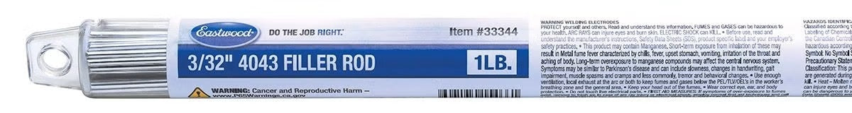 Eastwood 33344 Filler Rod 4043 3/32in 1LB Eastwood 33344