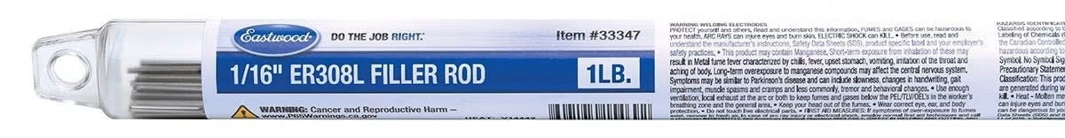 Eastwood 33347 Filler Rod ER308L 1/16 1LB Eastwood 33347