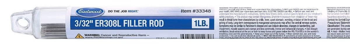 Eastwood 33348 Filler Rod ER308L 3/32 1LB Eastwood 33348