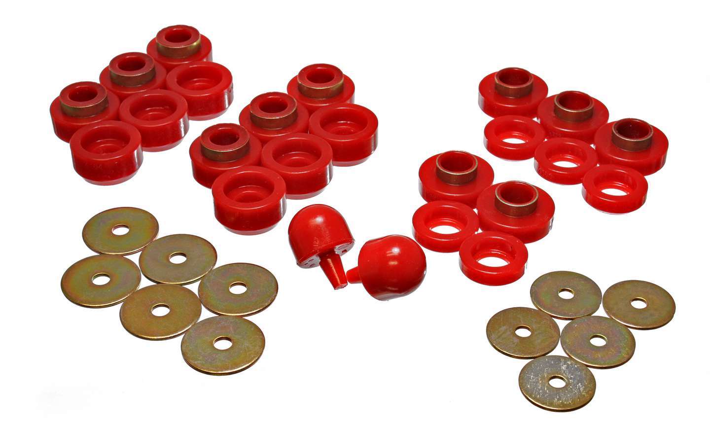 Energy Suspension 2.4107R Body Mount Bushings Jeep Red Energy Suspension 2.4107R