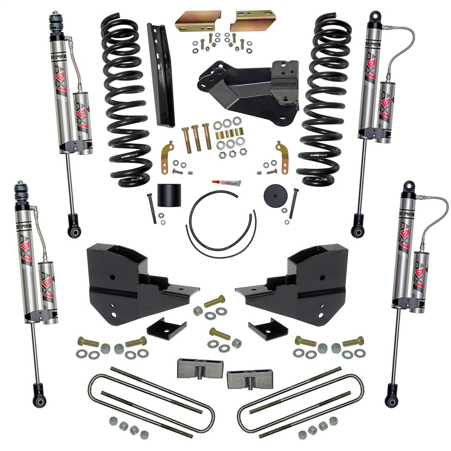 Skyjacker F23451K-X 4 in. Suspension Lift Kit with Coils; Blocks; and ADX Remote Reservoir Shocks. Skyjacker F23451K-X