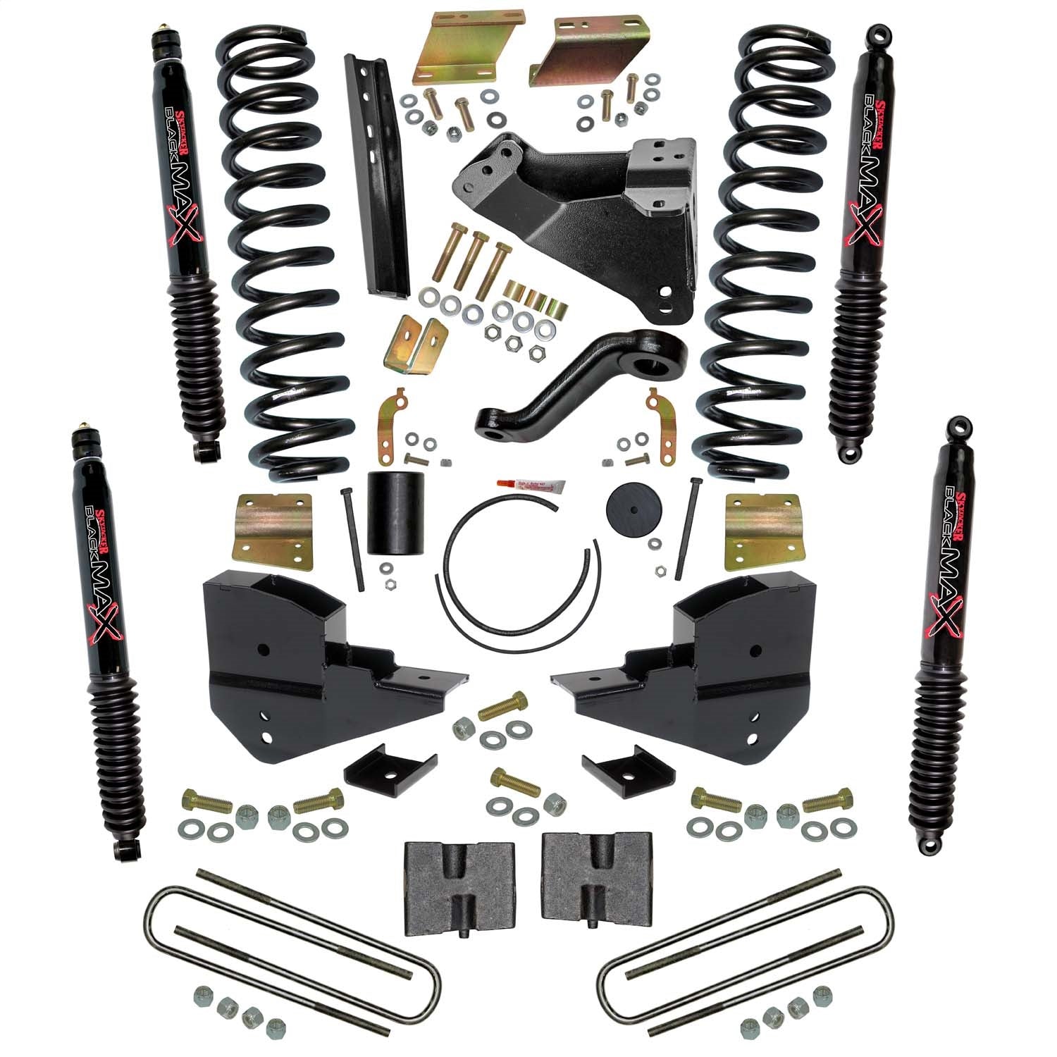 Skyjacker F23651K-B 6 in. Suspension Lift Kit with Front Coils; Rear Blocks; and Black MAX Shocks. Skyjacker F23651K-B