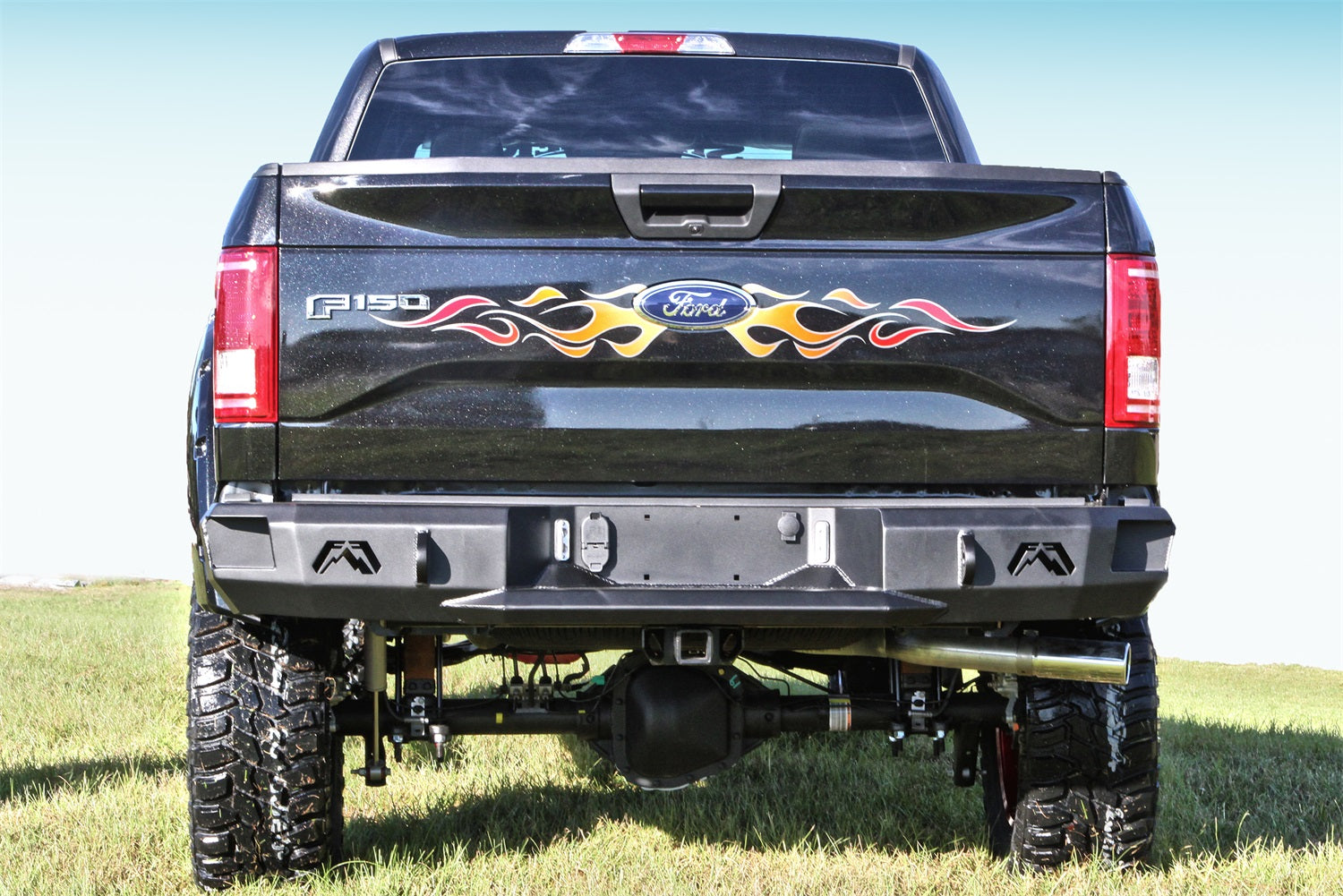 Fab Fours FF15-W3250-B Heavy Duty Rear Bumper; Uncoated/Paintable; Incl. 0.75 in. D-Ring Mount; [AWSL]; Fab Fours FF15-W3250-B