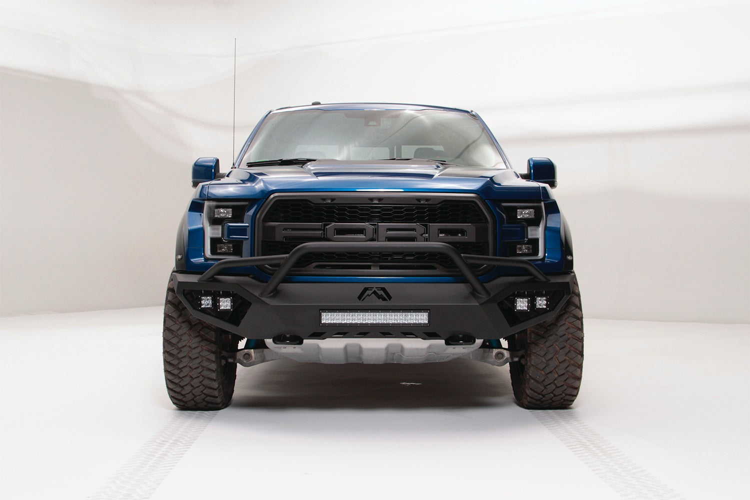 Fab Fours FF17-D4352-1 Vengeance Front Bumper; 2 Stage Black Powder Coated; w/Pre-Runner Guard; Fab Fours FF17-D4352-1