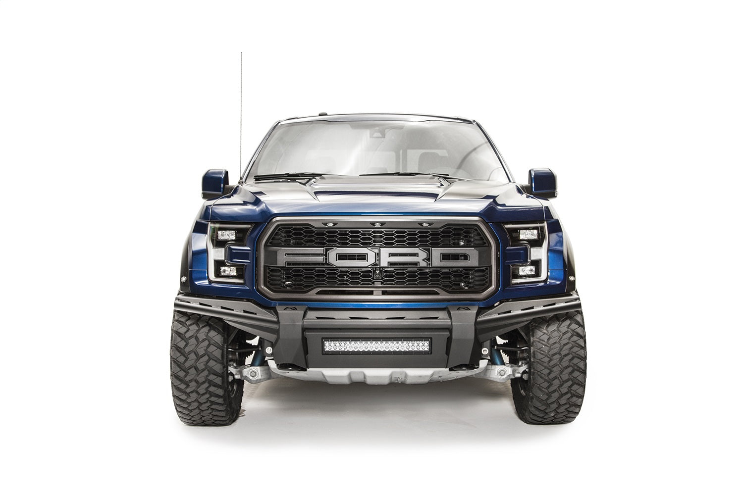 Fab Fours FF17-D4371-1 Aero Front Bumper; 2 Stage Black Powder Coated; w/o Guard; Fab Fours FF17-D4371-1