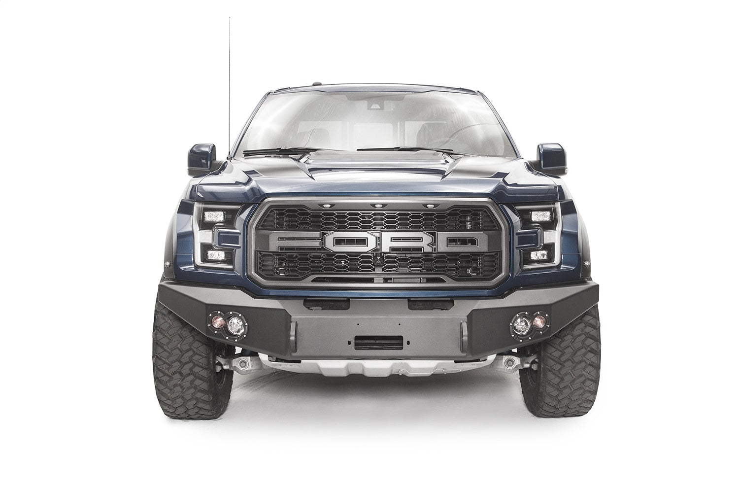 Fab Fours FF17-H4351-1 Premium Winch Front Bumper; 2 Stage Black Powder Coated; w/No Guard; Fab Fours FF17-H4351-1