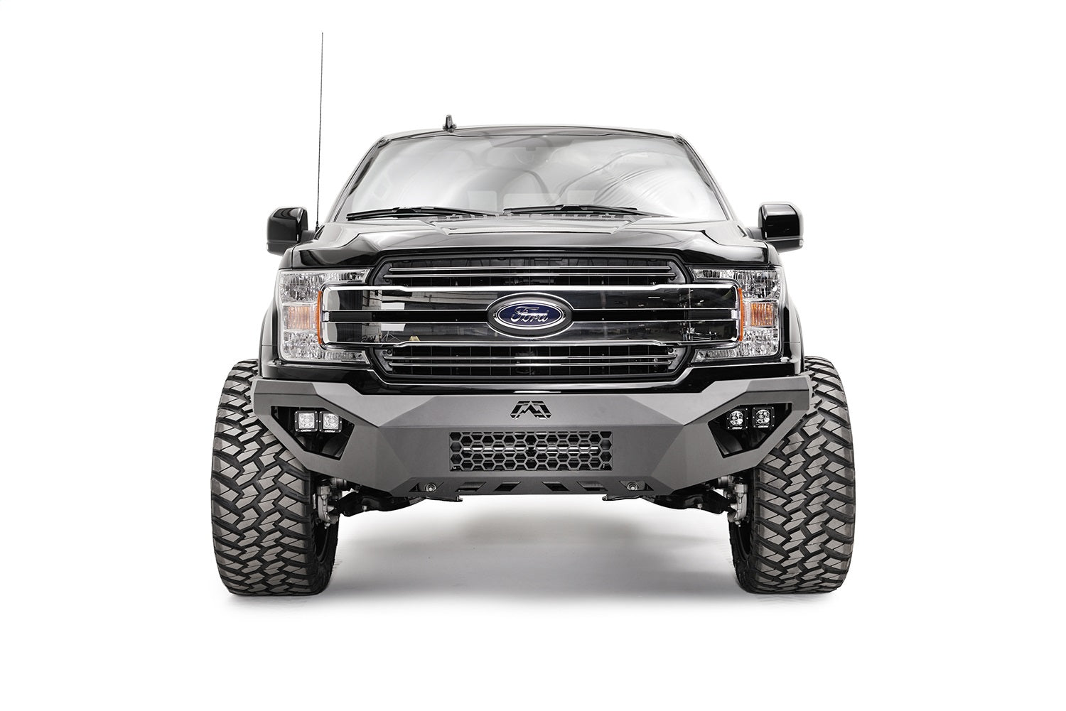 Fab Fours FF18-D4551-1 Vengeance Front Bumper; 2 Stage Black Powder Coated; w/o Guard; Fab Fours FF18-D4551-1