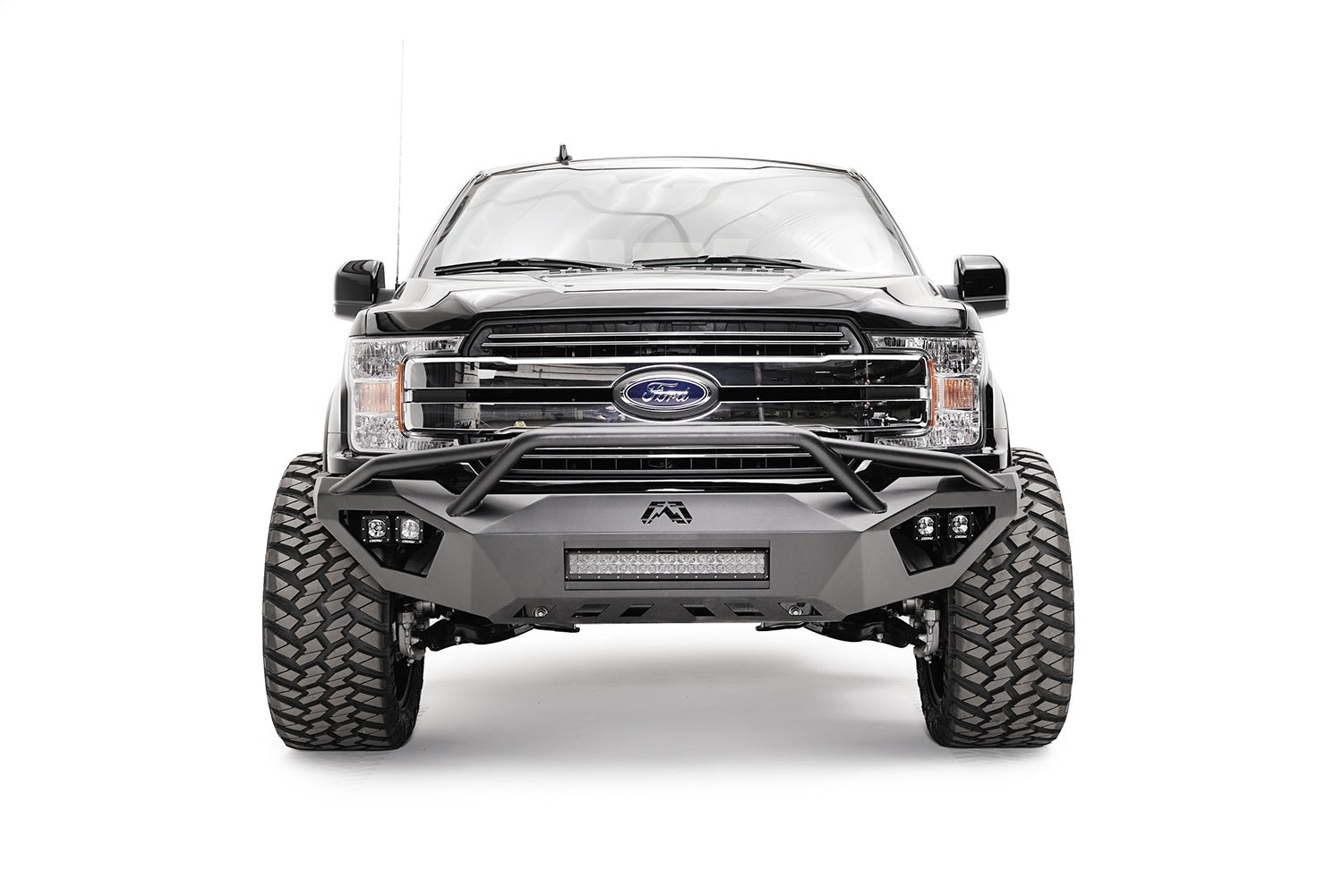 Fab Fours FF18-D4552-B Vengeance Front Bumper; Uncoated/Paintable; w/Pre-Runner Guard; [AWSL]; Fab Fours FF18-D4552-B