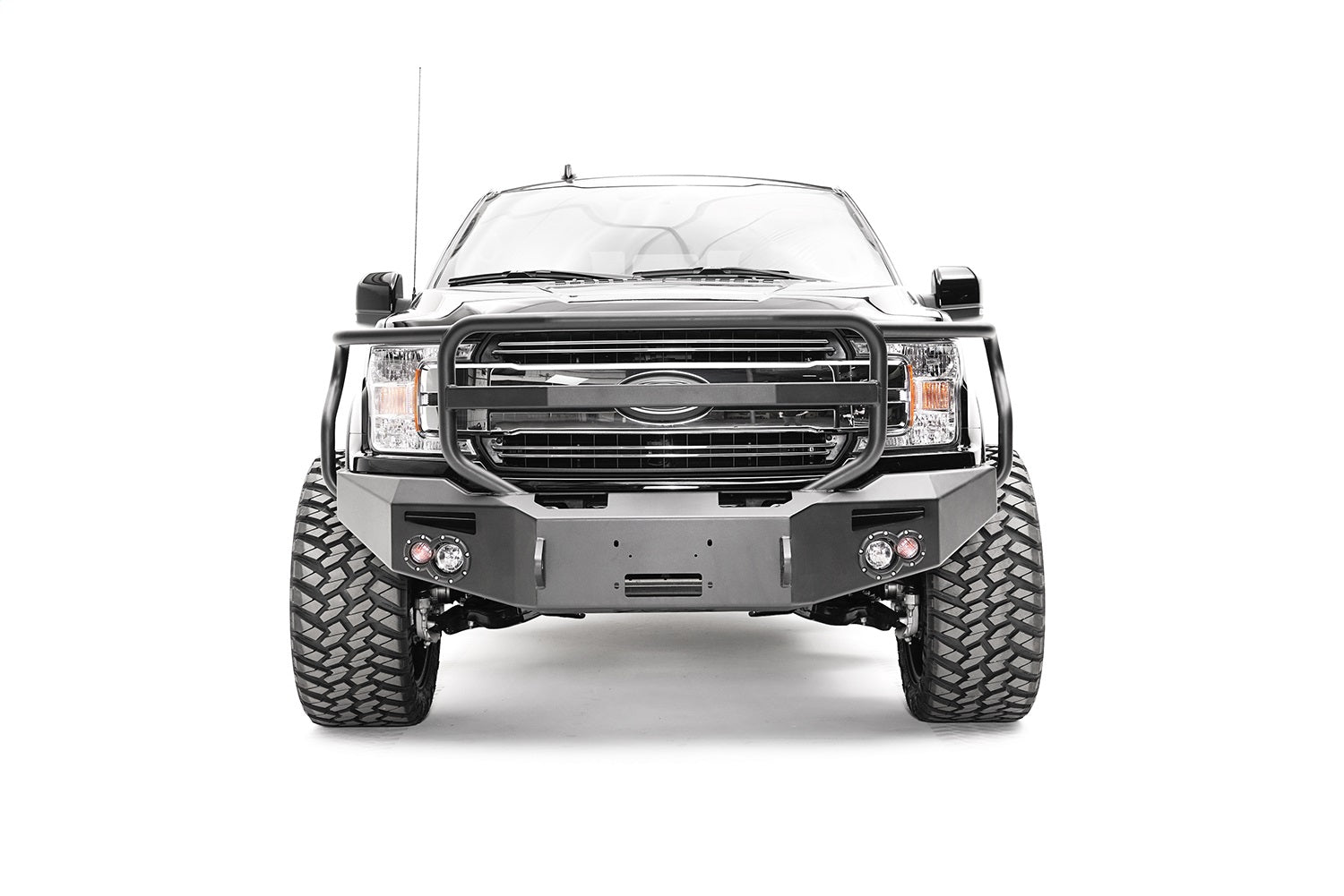 Fab Fours FF18-H4550-B Premium Winch Front Bumper; Uncoated/Paintable; w/Full Guard; [AWSL]; Fab Fours FF18-H4550-B