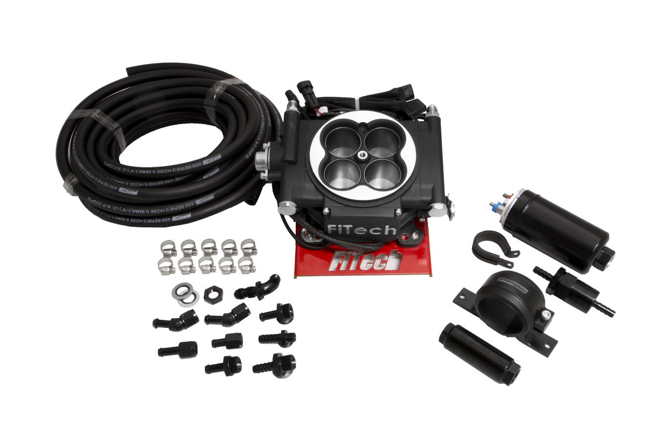 FiTech Fuel Injection 31002 Go EFI 4 Master Kit System Black Finish FiTech Fuel Injection 31002