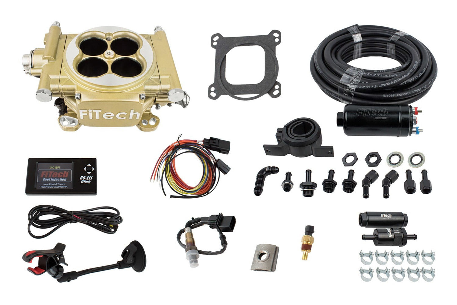 FiTech Fuel Injection 31005 600 HP E/S EFI System Classic Gold FiTech Fuel Injection 31005