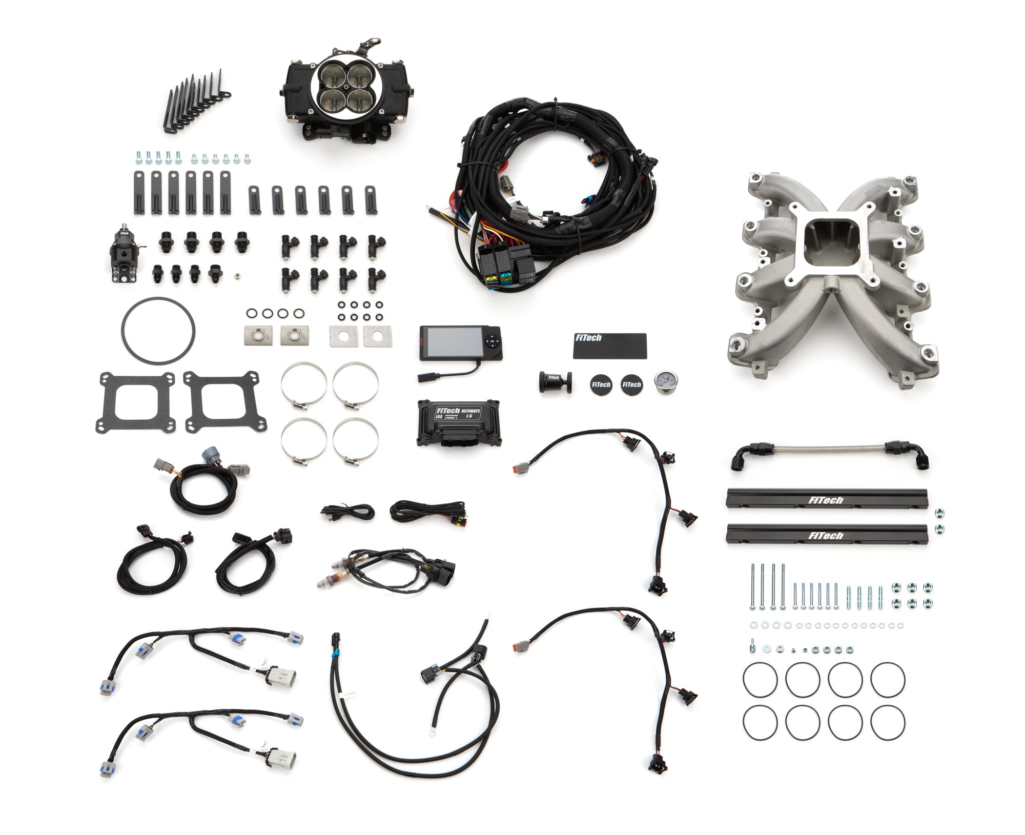 FiTech Fuel Injection 37002 Retro LS Port 750 HP EFI System w/LS3 Intake FiTech Fuel Injection 37002