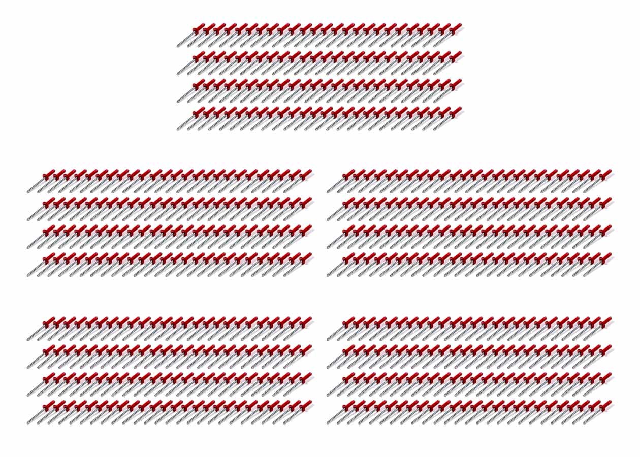 Five Star Fabricating 814R-500S Sml Hd Rivet Red Multi-Grip 500pk Five Star Fabricating 814R-500S
