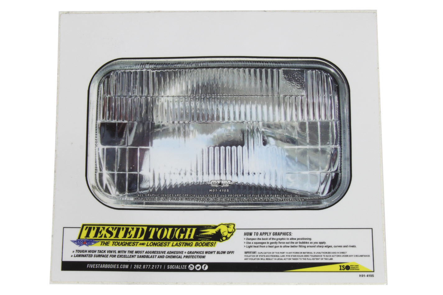 Five Star Fabricating H01-410S Univer. Headlight Decal 5.62in x  3.25in Five Star Fabricating H01-410S