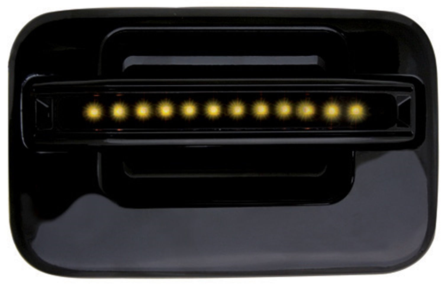 LED Door Handle; Black w/Amber LED/Smoke Lens; Rear; 1 Pair; No Key Holes; IPCW FLA04BR