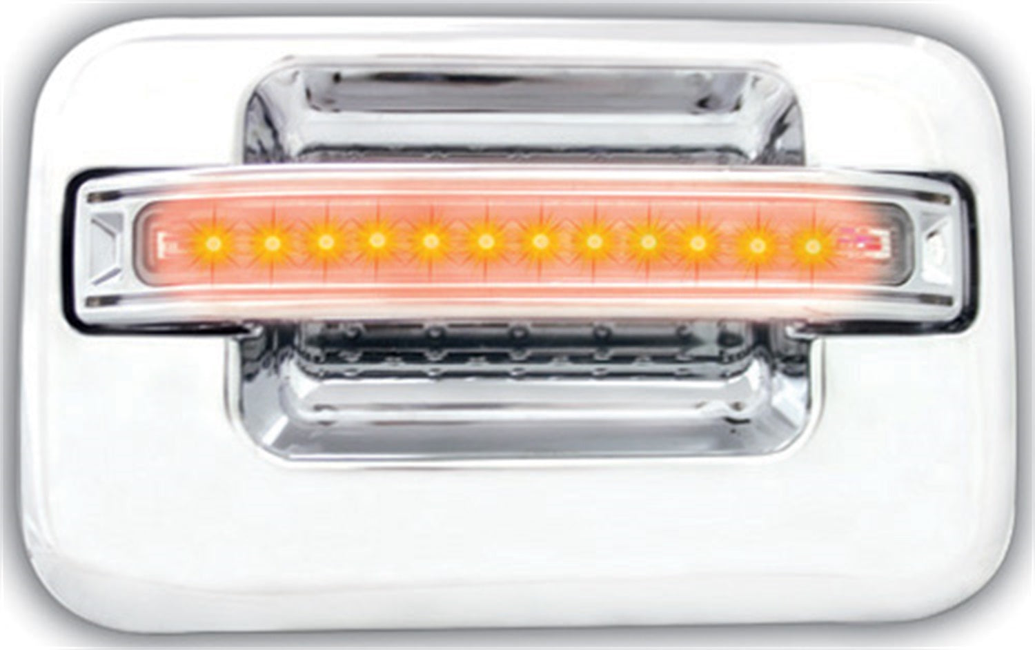 LED Door Handle; Chrome w/Amber LED/Clear Lens; Rear; 1 Pair; No Key Holes; IPCW FLA04CR