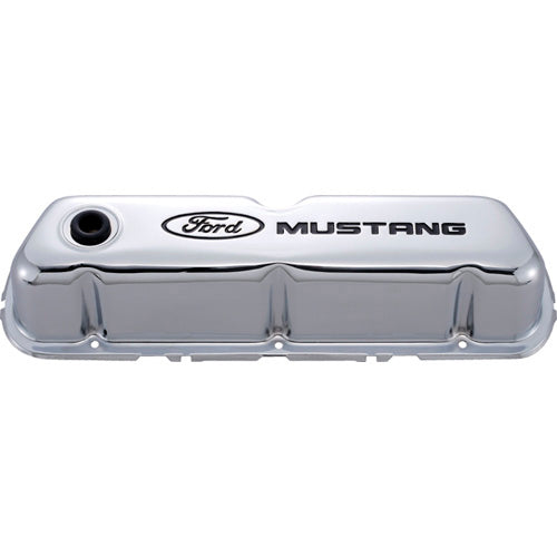 Ford Performance Parts 302-100 Chrome Steel Valve Cover Set w/Mustang Logo Ford Performance Parts 302-100