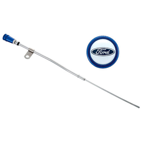 Ford Performance Parts 302-400 Engine Oil Dipstick Assy Chrome w/Blue Alm Handle Ford Performance Parts 302-400