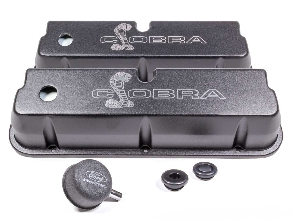 Ford Performance Parts M-6582-LE302SBK SBF Valve Covers w/Cobra Logo Black Ford Performance Parts M-6582-LE302SBK