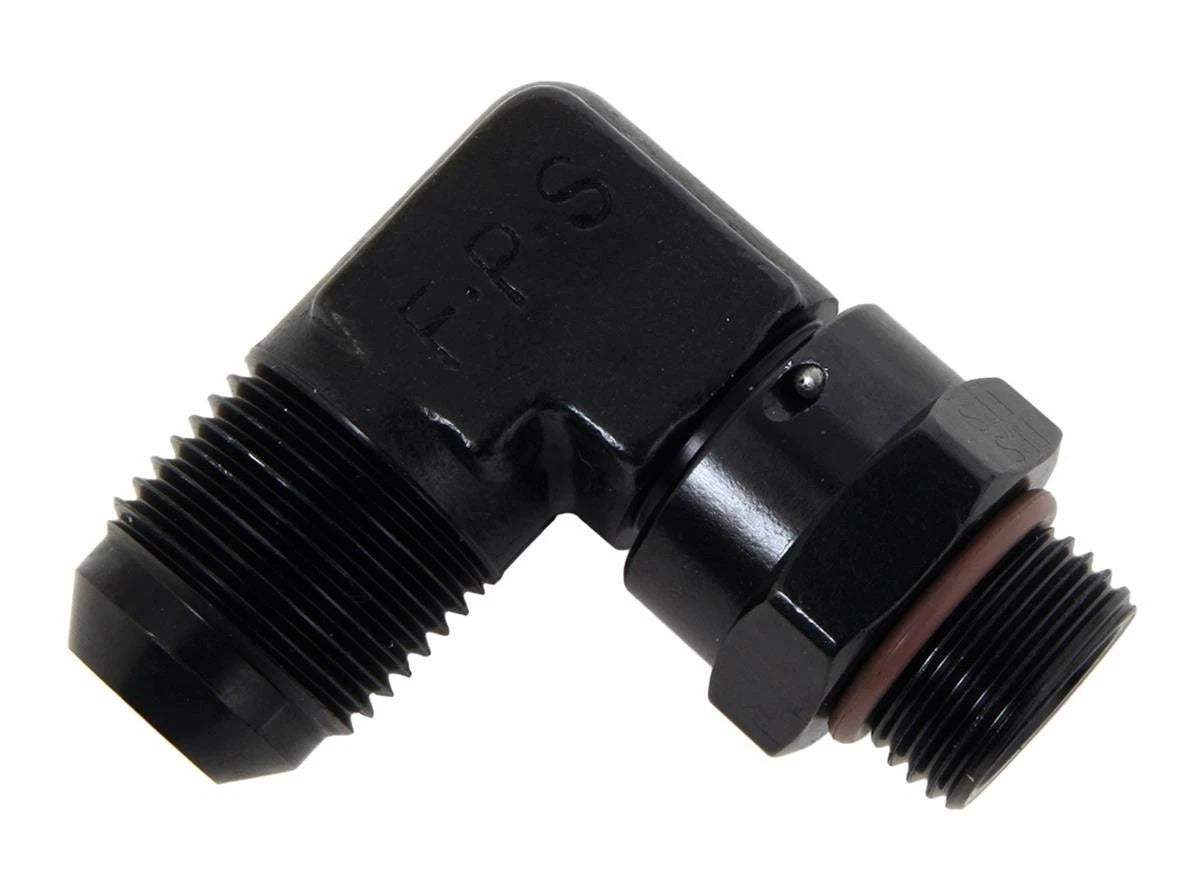 Fragola Performance Systems 499210-BL #10 x 7/8-14 90 Deg Swivel Adapter Black Fragola Performance Systems 499210-BL