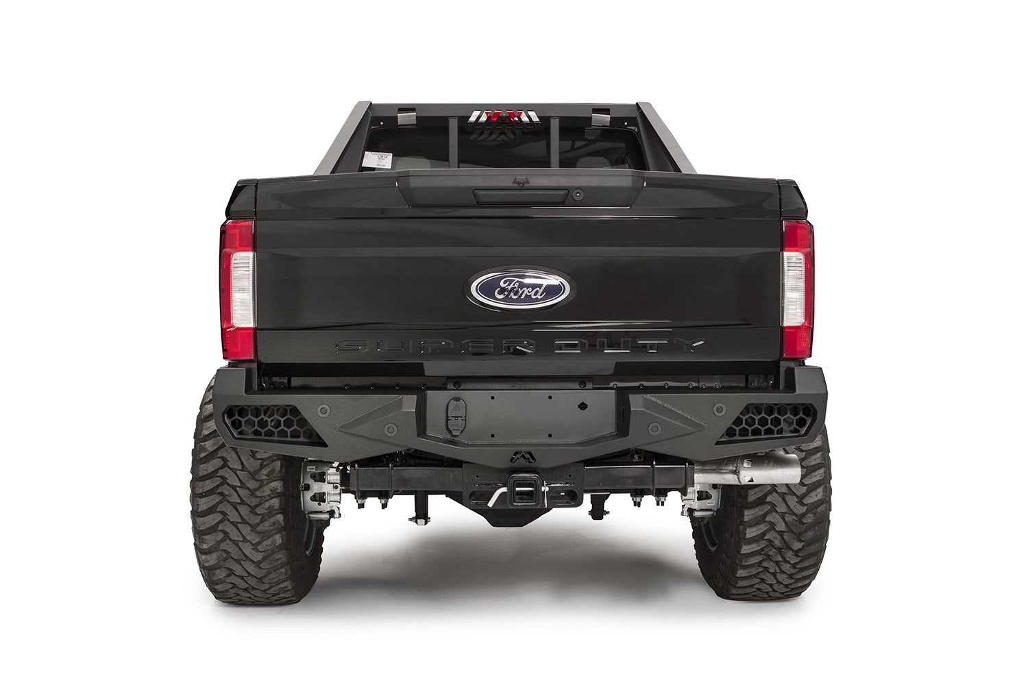 Fab Fours FS17-E4151-B Vengeance Rear Bumper; Uncoated/Paintable; w/Sensors; [AWSL]; Fab Fours FS17-E4151-B