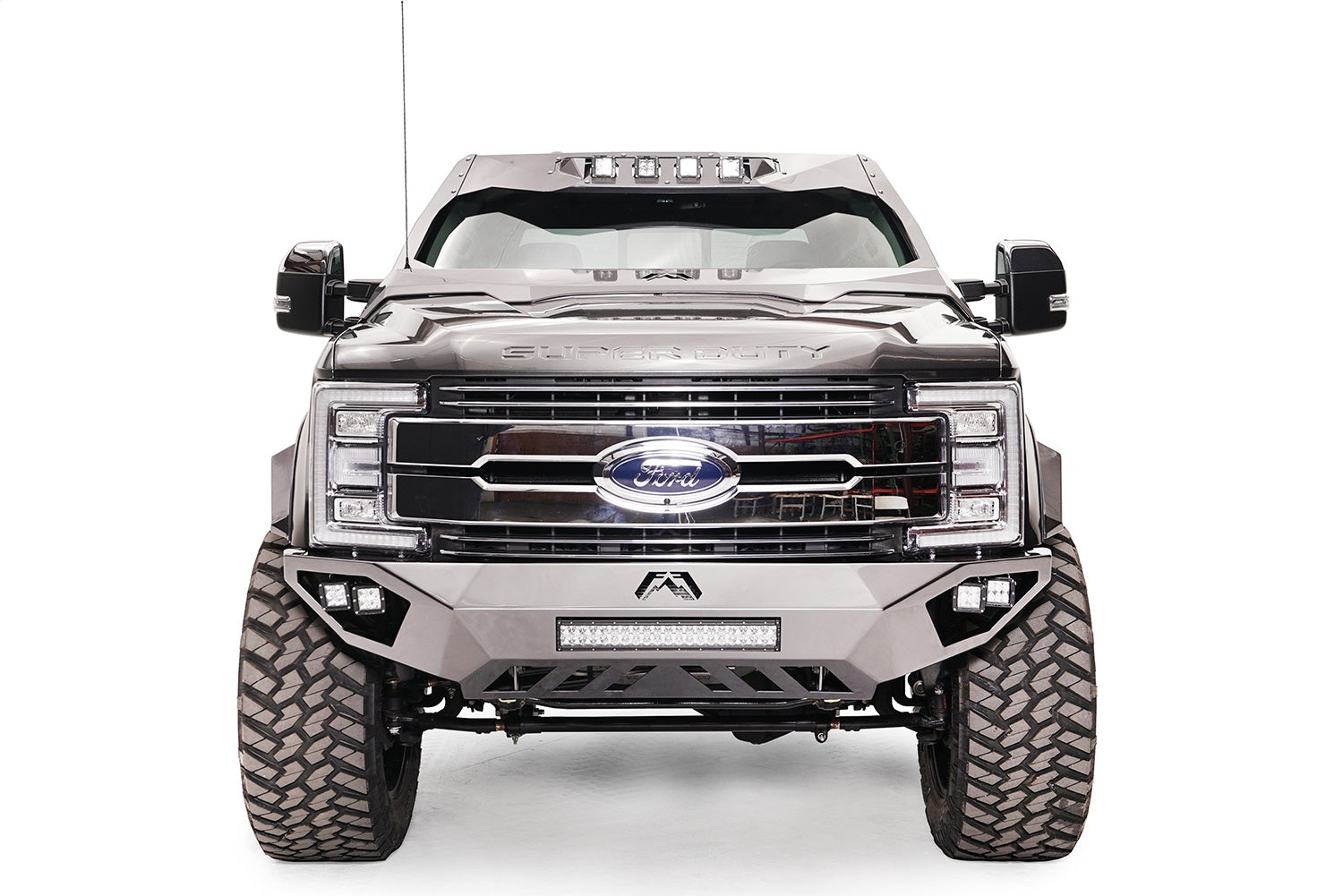Fab Fours FS17-V4161-1 Open Fender Front Bumper; 2 Stage Black Powder Coated; w/No Guard; Fab Fours FS17-V4161-1