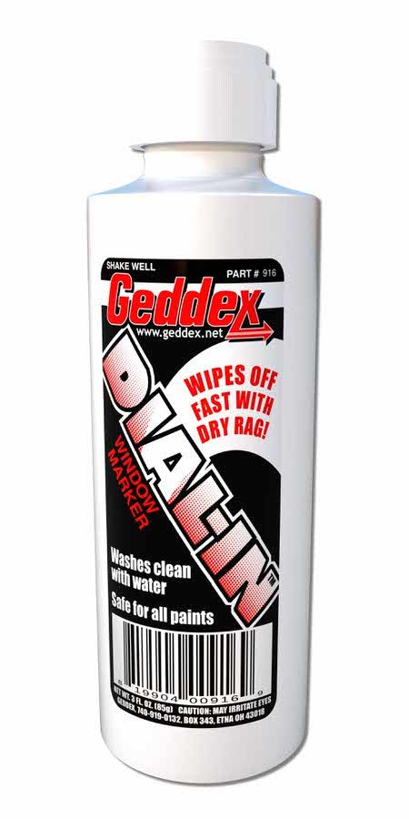 Geddex 916 Dial-In Window Marker White 3oz Bottle Geddex 916