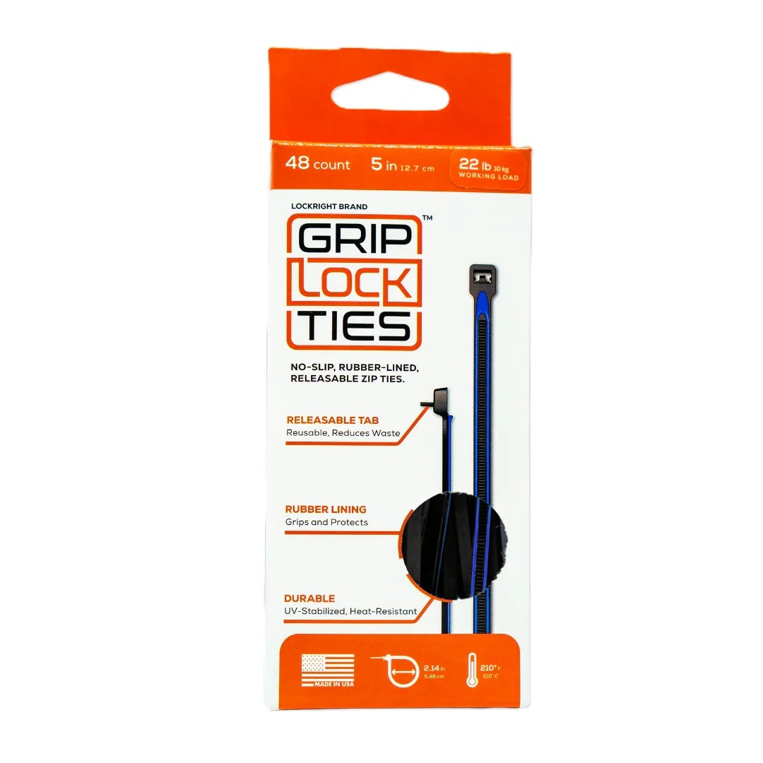 GripLockTies G5-BKBU-X48 Zip Ties 5in Releasable Black / Blue 48pk GripLockTies G5-BKBU-X48