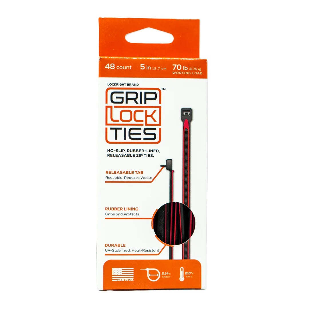 GripLockTies G5-BKRD-X48 Zip Ties 5in Releasable Black / Red 48pk GripLockTies G5-BKRD-X48