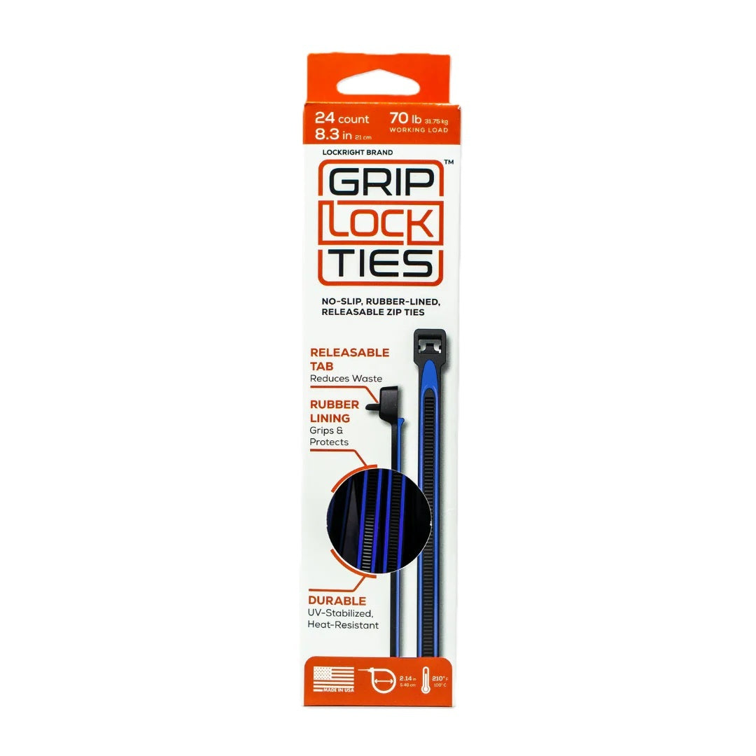 GripLockTies G8-BKBU-X24 Zip Ties 8in Releasable Black / Blue 24pk GripLockTies G8-BKBU-X24