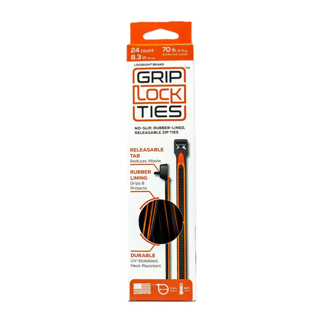 GripLockTies G8-BKOG-X24 Zip Ties 8in Releasable Black / Orange 24pk GripLockTies G8-BKOG-X24