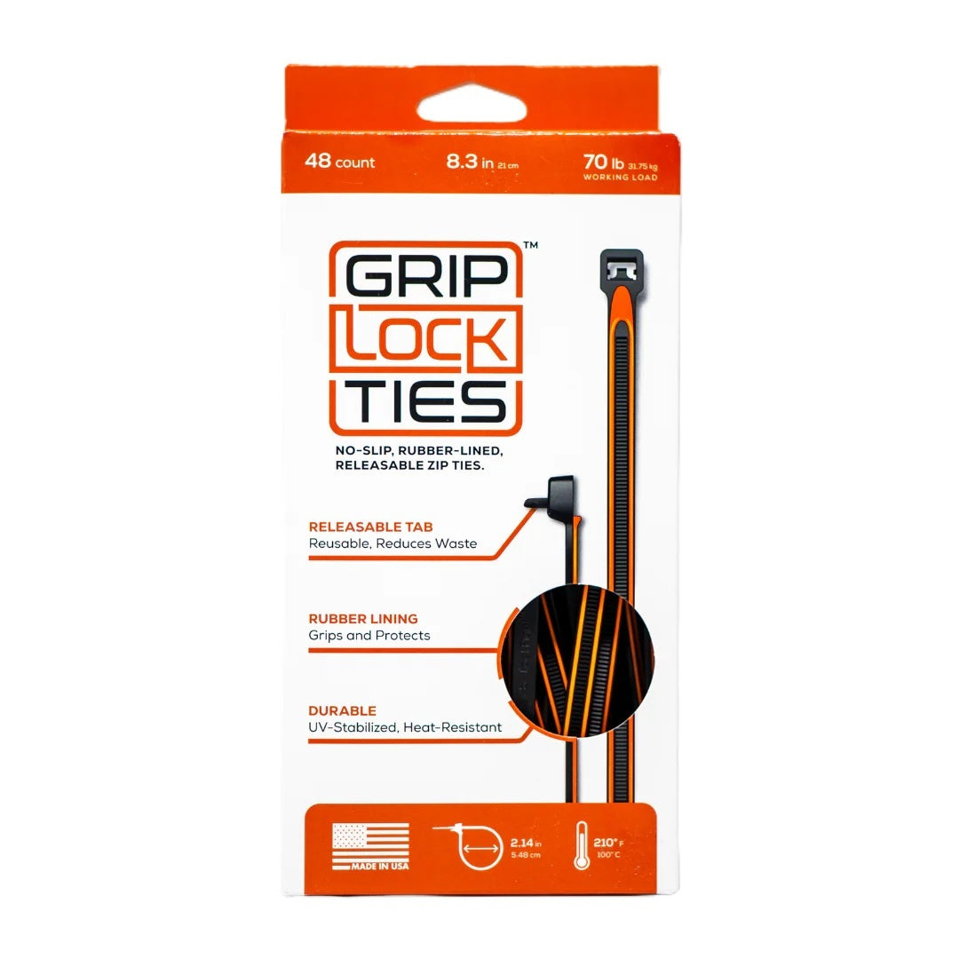 GripLockTies G8-BKOG-X48 Zip Ties 8in Releasable Black / Orange 48pk GripLockTies G8-BKOG-X48